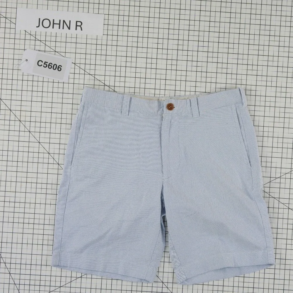 J.Crew Sunwashed Oxford Shorts Men's Size 31 Blue White Micro Stripe 100% Cotton